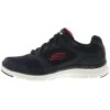Sneakers Laag - Black Leather/Mesh/Pu/Red Trim