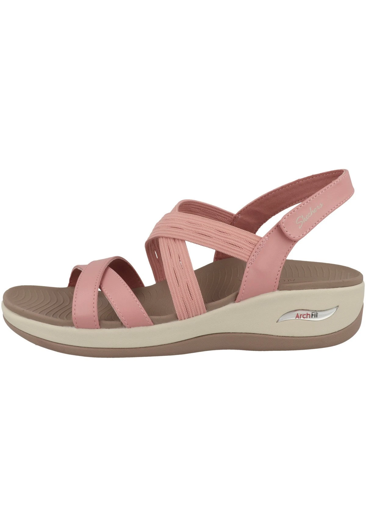 Skechers Arch Fit Sunshine Luxe- Sandalen Met Sleehak - Coral 3 Skechers Arch Fit Sunshine Luxe- Sandalen Met Sleehak - Coral