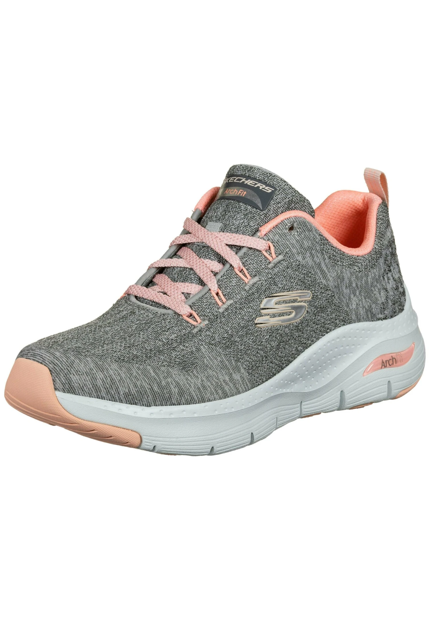 Arch Fit Comfy Wave- Sportieve Veterschoenen - Gray Knit / Pink Trim 5 Arch Fit Comfy Wave- Sportieve Veterschoenen - Gray Knit / Pink Trim - Afbeelding 3