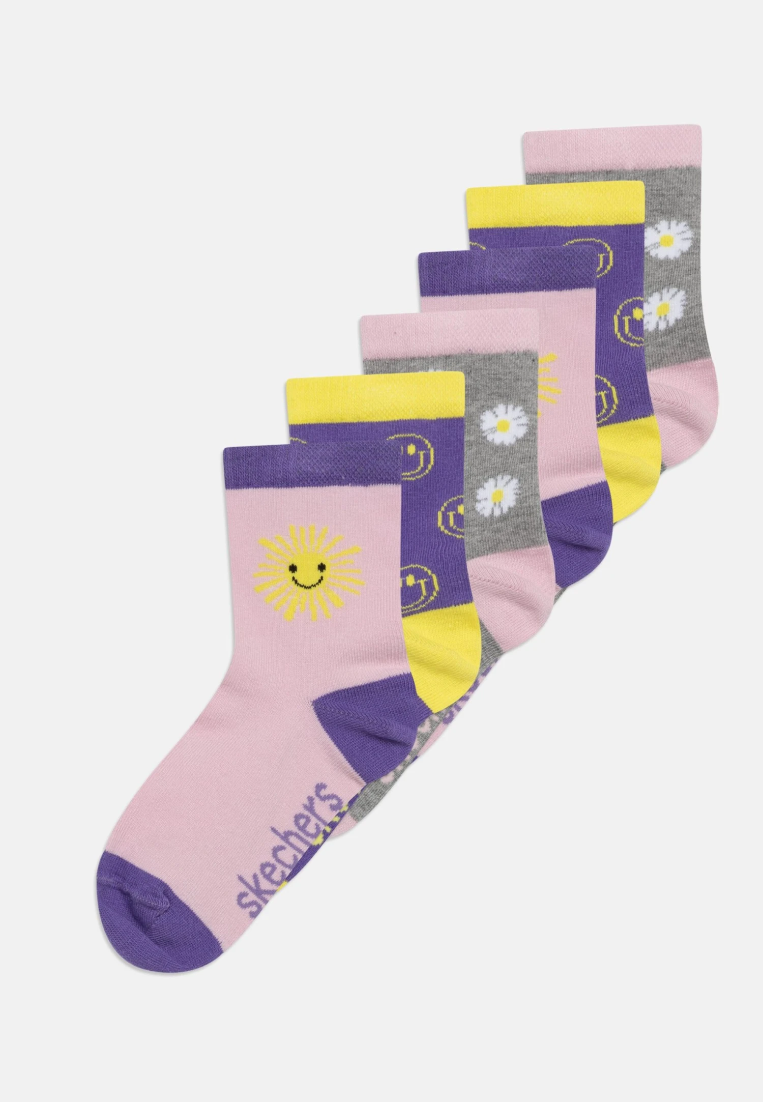 Skechers Girls Casual Wild Nature 6 Pack - Sokken - White Mix 3 Skechers Girls Casual Wild Nature 6 Pack - Sokken - White Mix