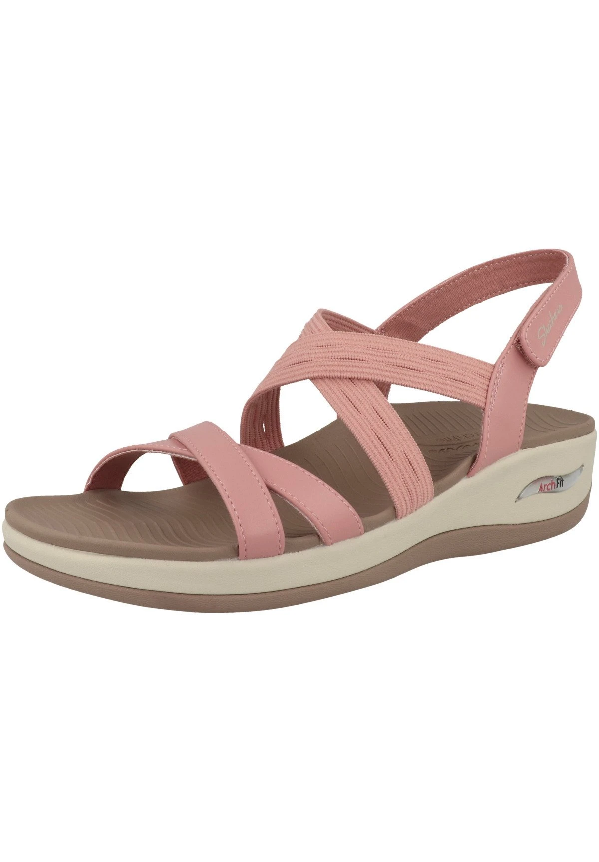 Skechers Arch Fit Sunshine Luxe- Sandalen Met Sleehak - Coral 4 Skechers Arch Fit Sunshine Luxe- Sandalen Met Sleehak - Coral - Afbeelding 2
