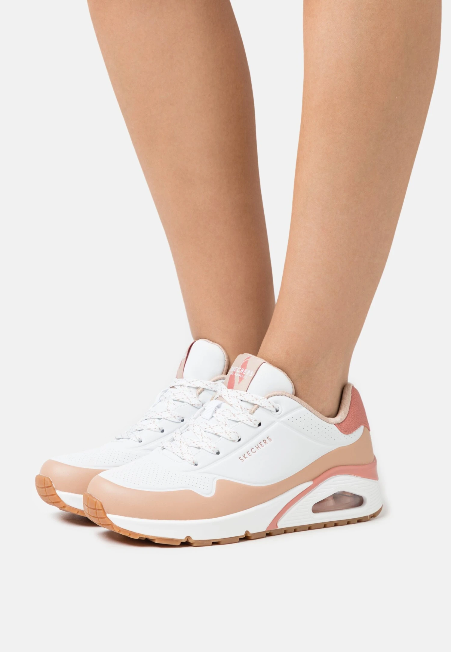 Uno - Sneakers Laag - White/Coral/Tan 3 Uno - Sneakers Laag - White/Coral/Tan