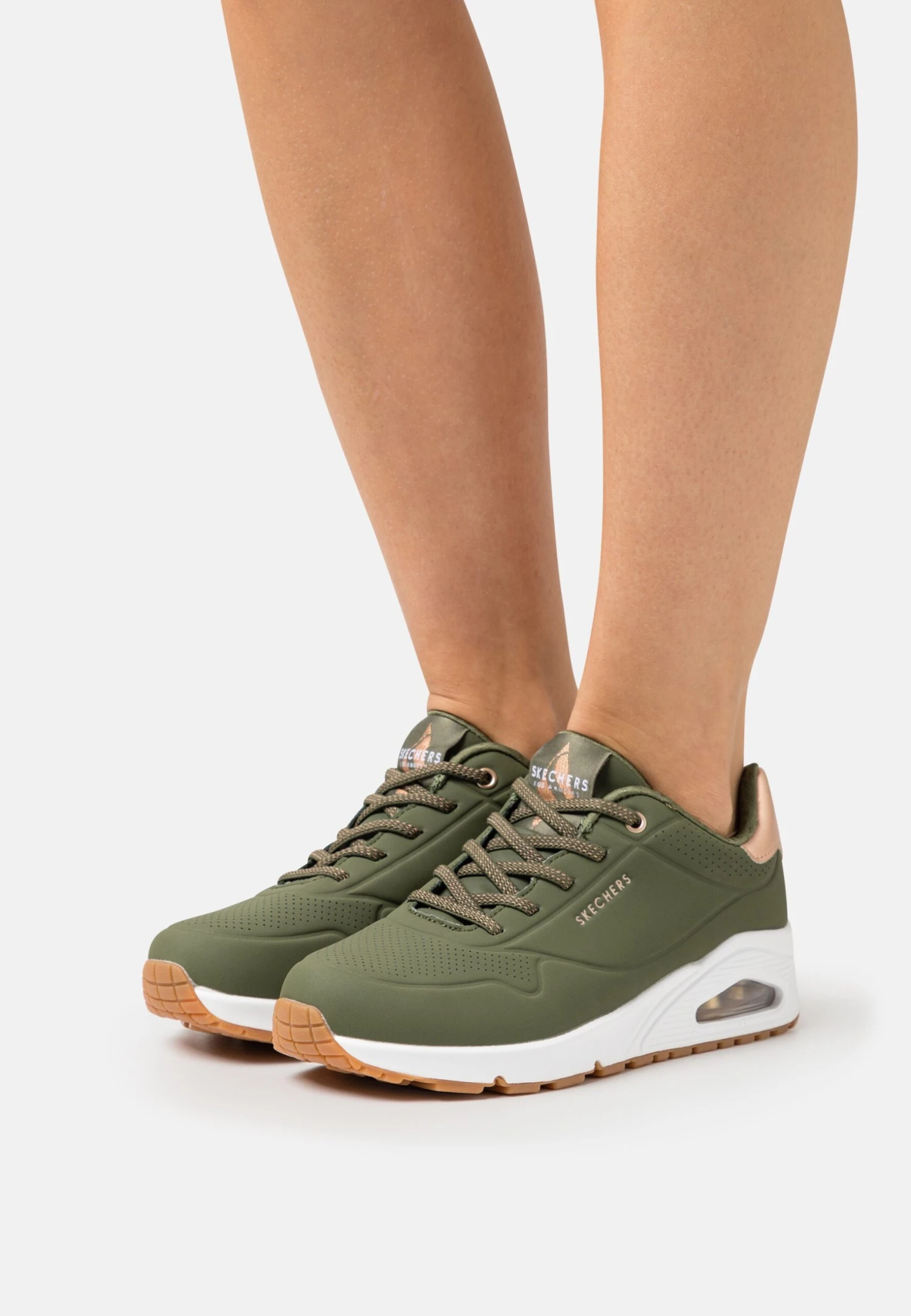 Uno - Sneakers Laag - Olive Durabuck/Rose Gold Trim 3 Uno - Sneakers Laag - Olive Durabuck/Rose Gold Trim
